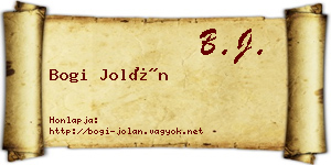 Bogi Jolán névjegykártya
